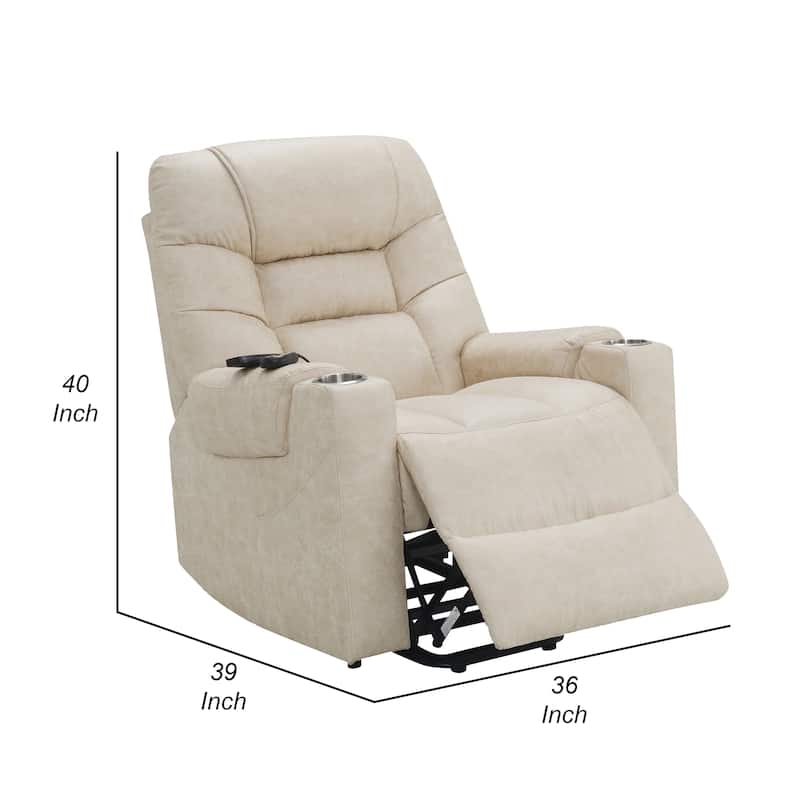 Aira Power Recliner Lift Chair with Heating Massage, Gray Faux Leather