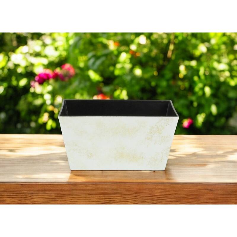 HomeRoots 8" Cream Recycled Plastic Indoor Outdoor Rectangular Planter Box - Cream