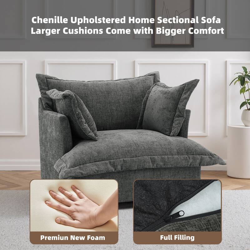 Upholstered Chenille Arm Club Chair Cloud corner cahir