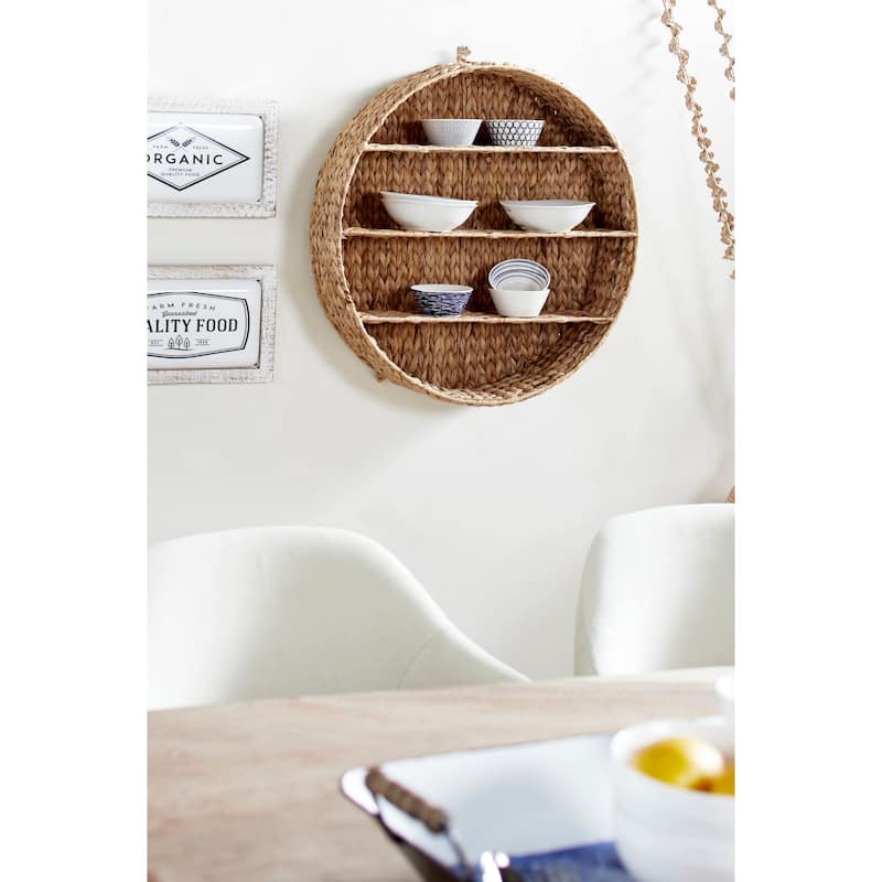 Dried Plant Round 3 Shelves Wall Shelf - Brown - Roche River Decor - 6"W x 24"L x 24"H
