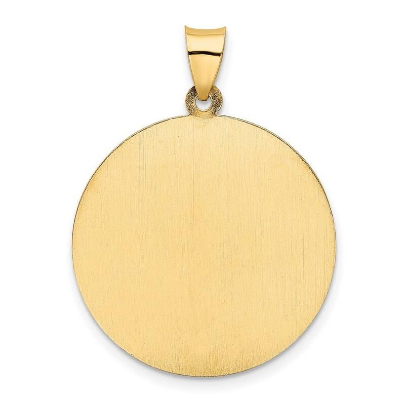 Curata 14k Yellow Gold 18" Satin St. Christopher Medal Round Pendant Necklace - 34.7x25.7mm