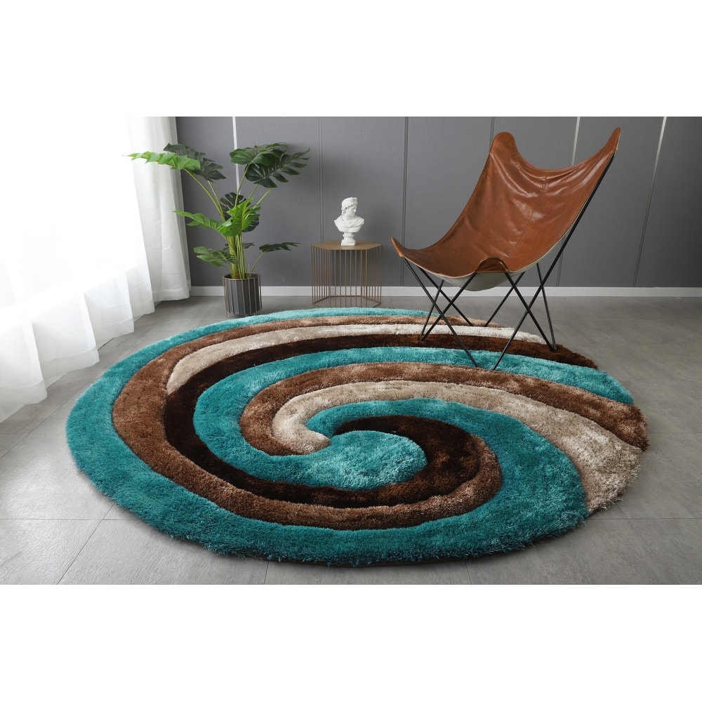 Mateos Shag Collection Swirl Area Rug