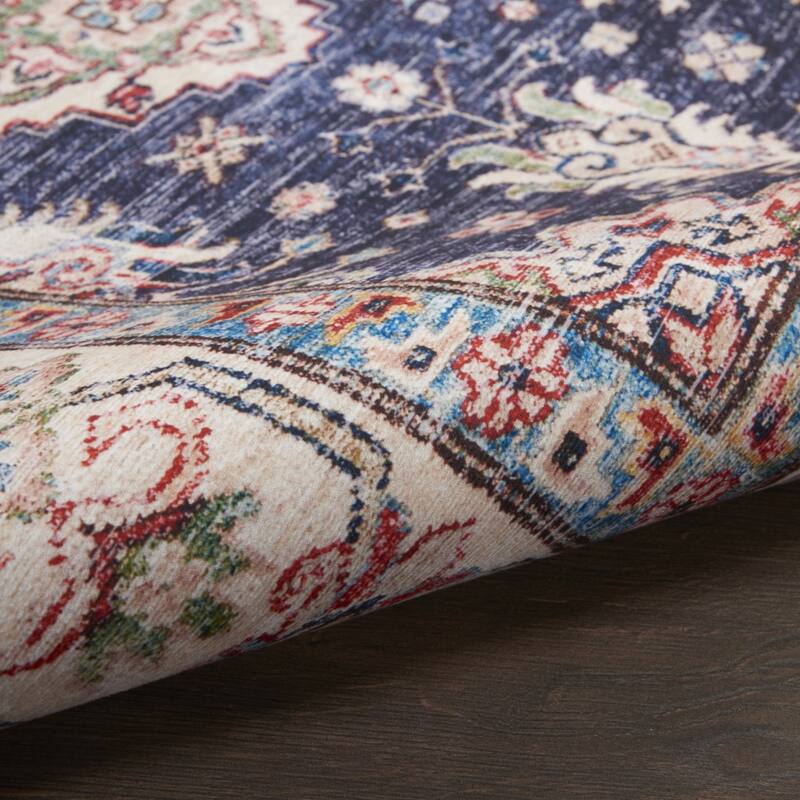 Power Loomed Distressed Floral Non Skid Stain Resistant Low Pile Area Rug - 118' X '94' X '0.25