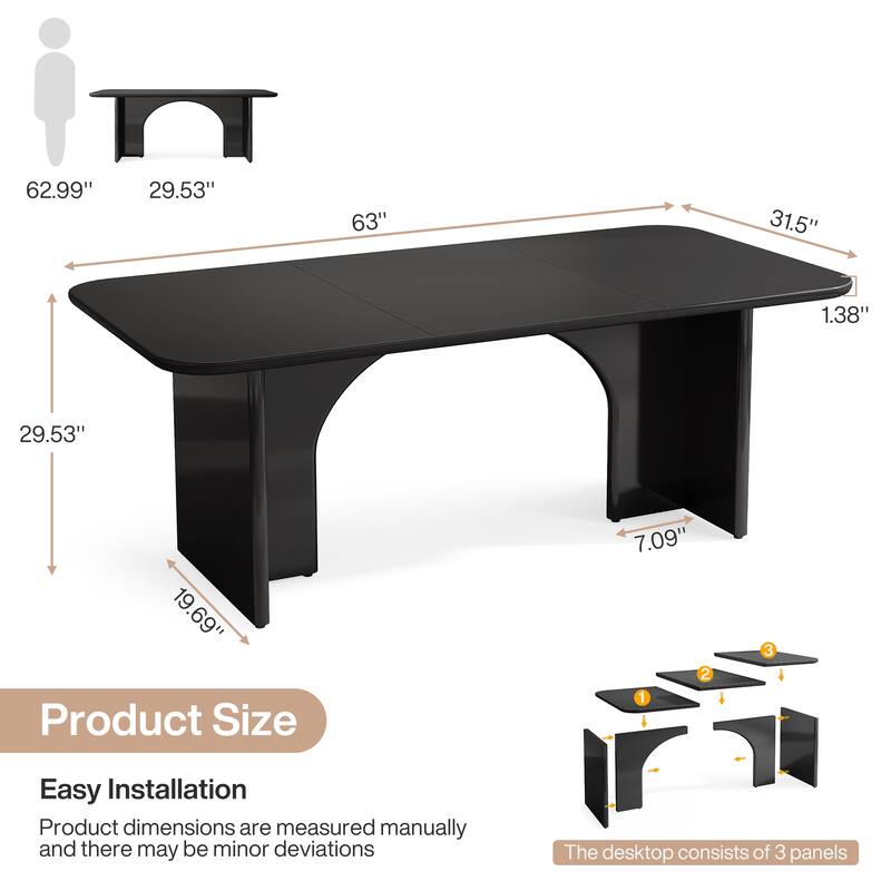 63" Executive Desk, Large Computer Desk Modern Home Office Desk