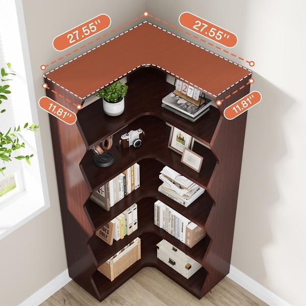 Vintage Corner Bookcase Storage Display Rack for Living Room - Bed