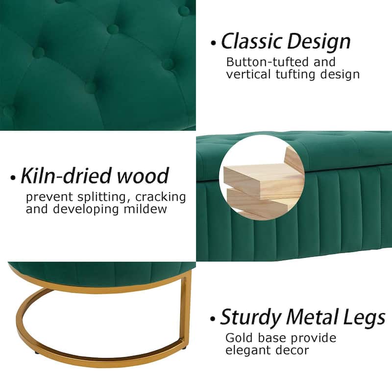 Velvet Storage Bench for Bedroom