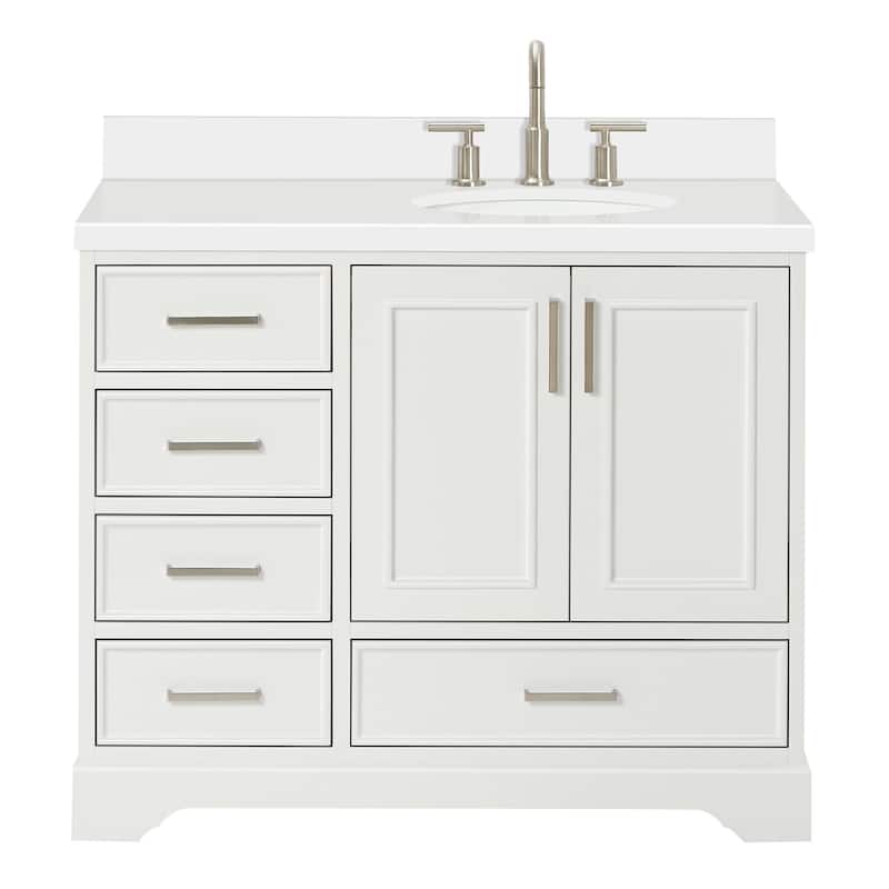 Ariel M043SRWQOVO Stafford 42" Free Standing Single Basin Vanity Set - White - Colored