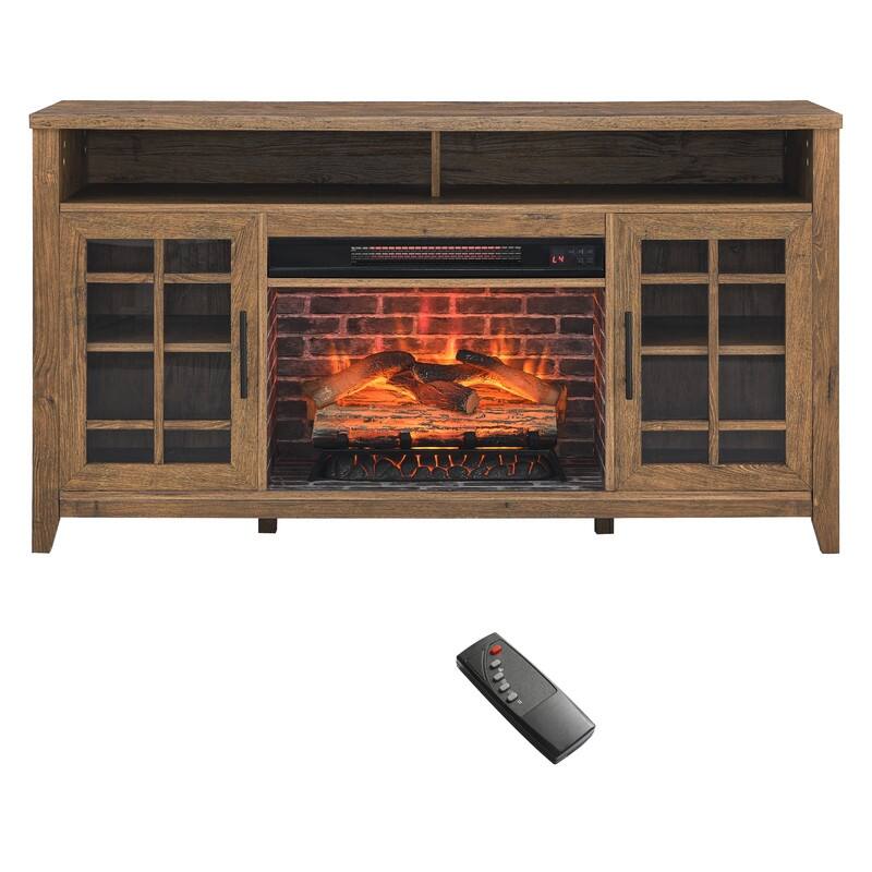 55 inch TV Media Stand with Electric Fireplace KD Inserts Heater