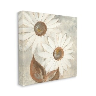 Stupell White Neutral Daisy Florals Vintage Charm Canvas Wall Art - Bed ...
