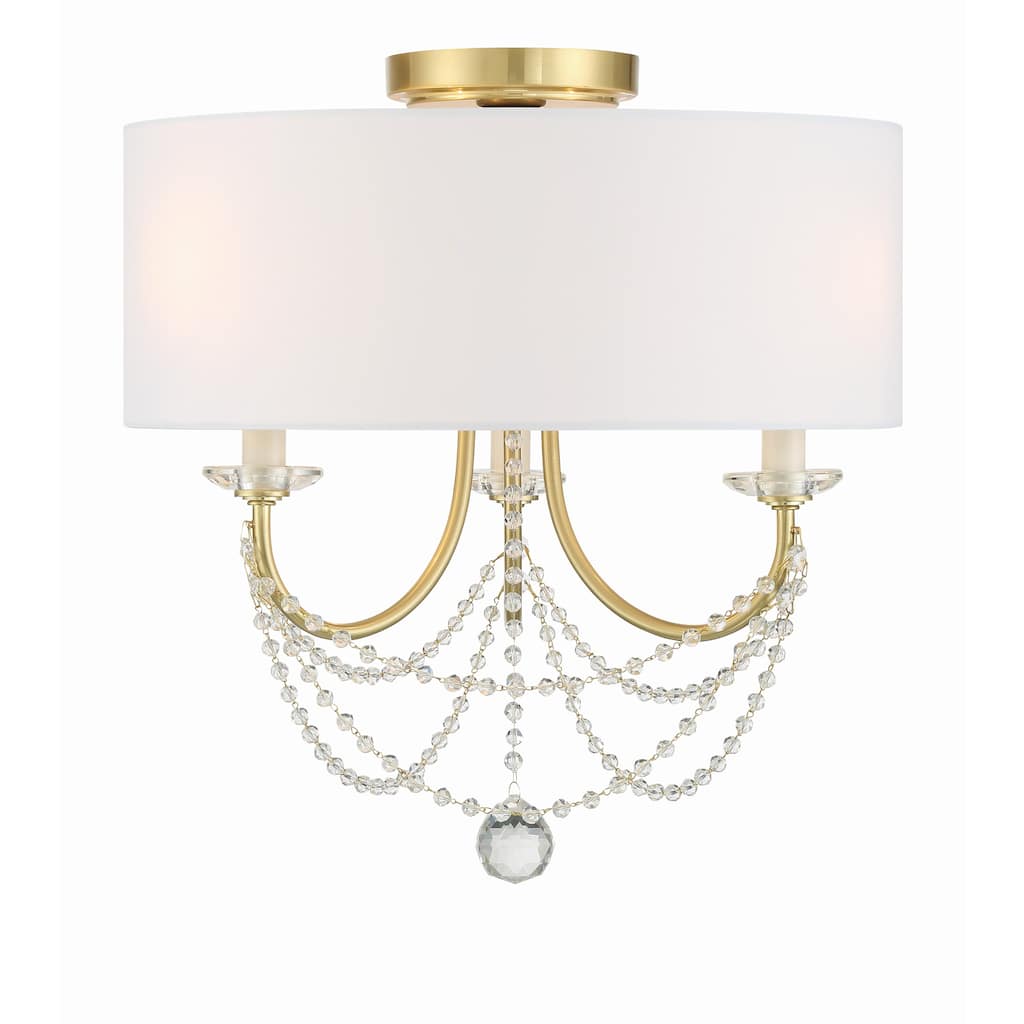 Delilah 3 Light Aged Brass Ceiling Mount - 15.75"W x 15.5"H