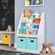 preview thumbnail 23 of 25, RiverRidge Kids Bookshelf and Toy Storage Organizer with 4 Racks and 2 Cubbies for Playroom, Nursery White with 2 Aqua Bins