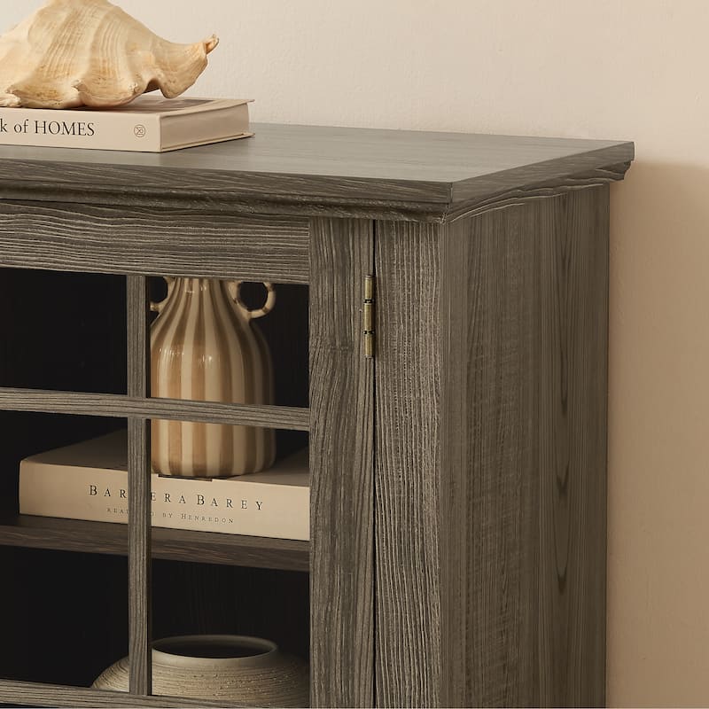 70" Modern TV Stand with 2-Door Storage, Faux Stone Media Console Cabinet, Large Entertainment Center for Living Room