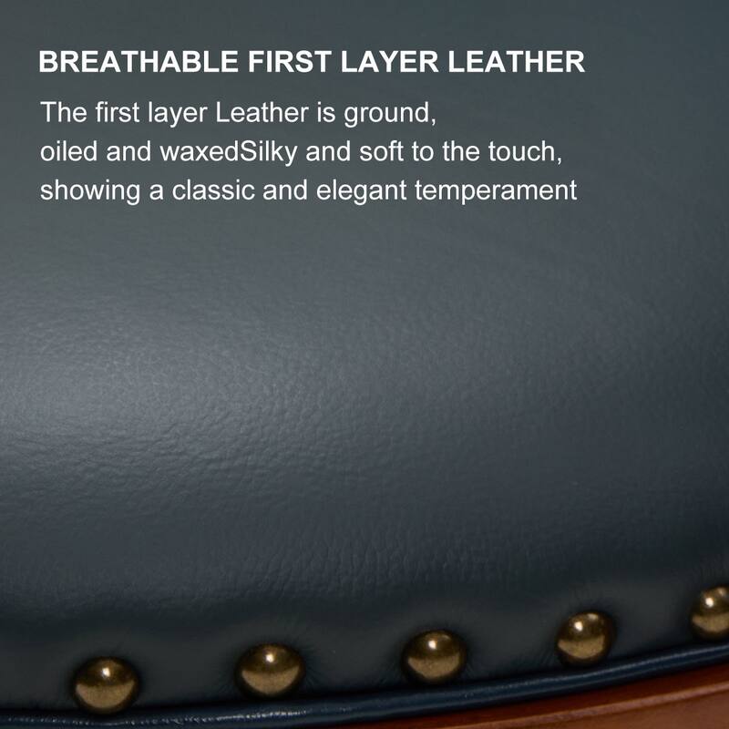 Cow Print Leather Swivel Bar Stool with Back, Wooden Frame & 360-Degree Spin, Bar Height, Blue