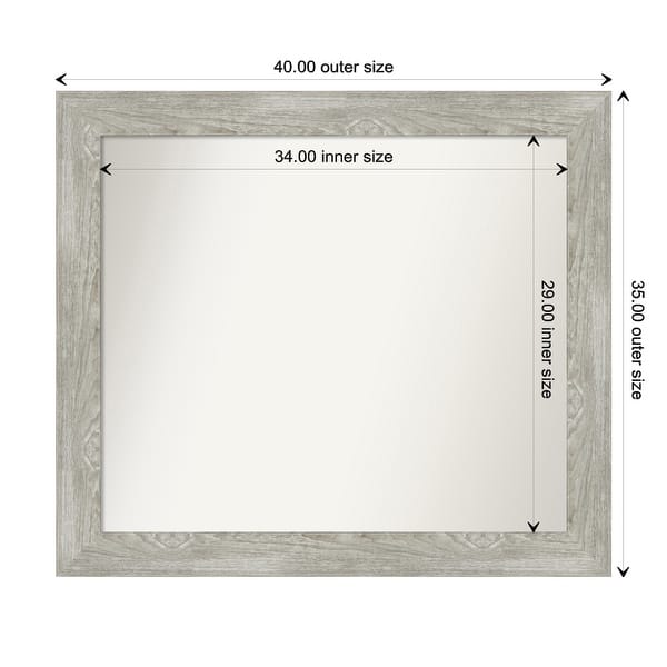 dimension image slide 99 of 113, Dove Greywash Framed Non-Beveled Custom Wall Mirror, Bathroom Vanity Mirror