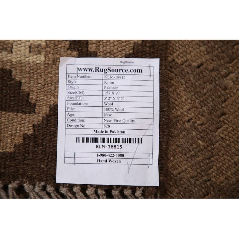 Reversible Kilim Oriental Area Rug Flat-weave Wool Carpet - 3'2" x 5'2"