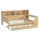 preview thumbnail 39 of 54, Roomfitters Wooden Twin/Full Size Daybed with Storage Shelves, Multi-functional Bed with Twin Size Trundle Bed and Study Desk
