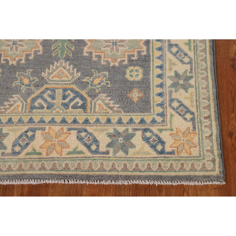 Gray Kazak Oriental Foyer Rug Handmade Wool Carpet - 2'8"x 4'3"