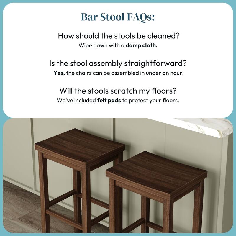 Now Furniture Solid Wood Backless Saddle Seat Bar Height Stool