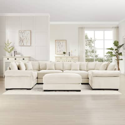 137.7'' Oversized U-shaped Modular Sectional Sofa,Convertible Sectional Couches with an Ottoman