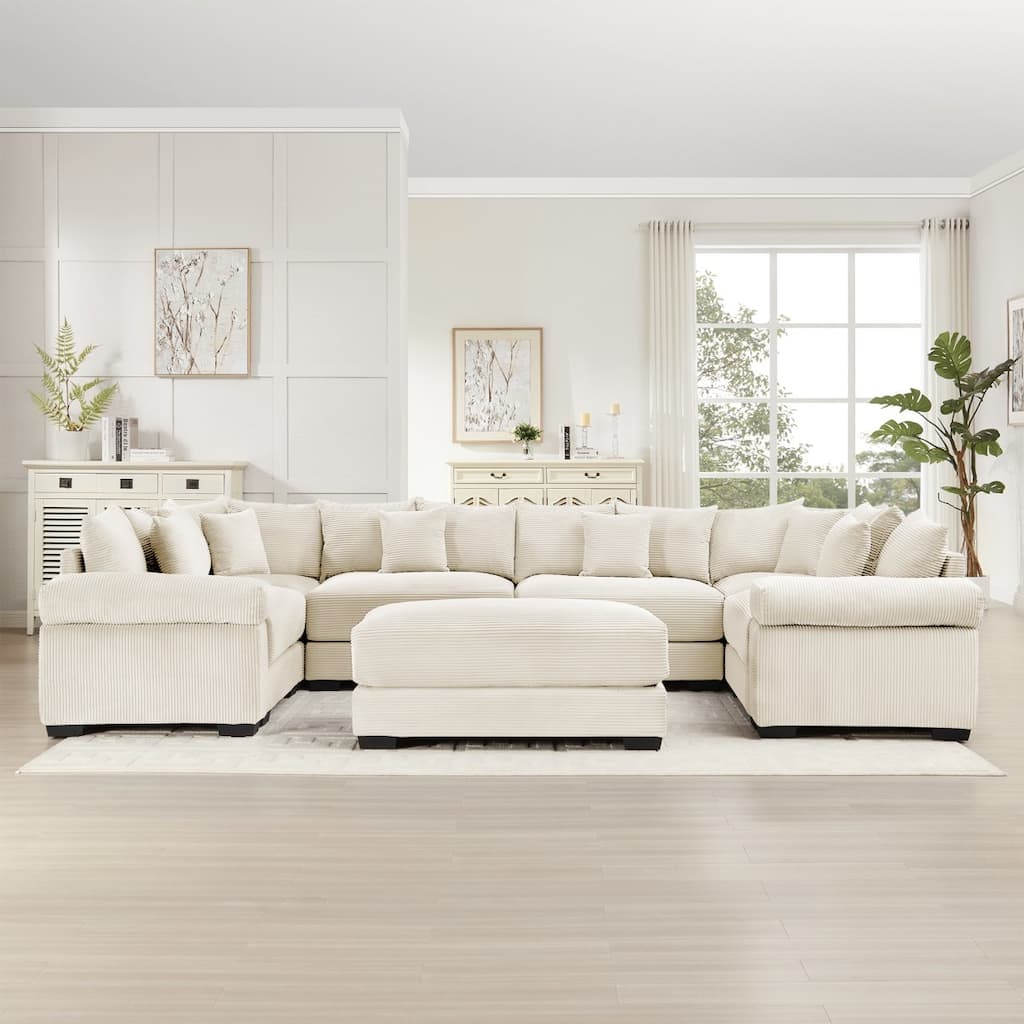 137.7'' Oversized U-shaped Modular Sectional Sofa,Convertible Sectional Couches with an Ottoman