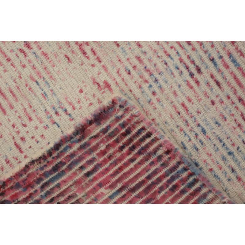 Hand Knotted Oriental Viscose Silk Carpet Modern Abstract Pink Abstract Area Rug - 7' 6'' X 5' 5''