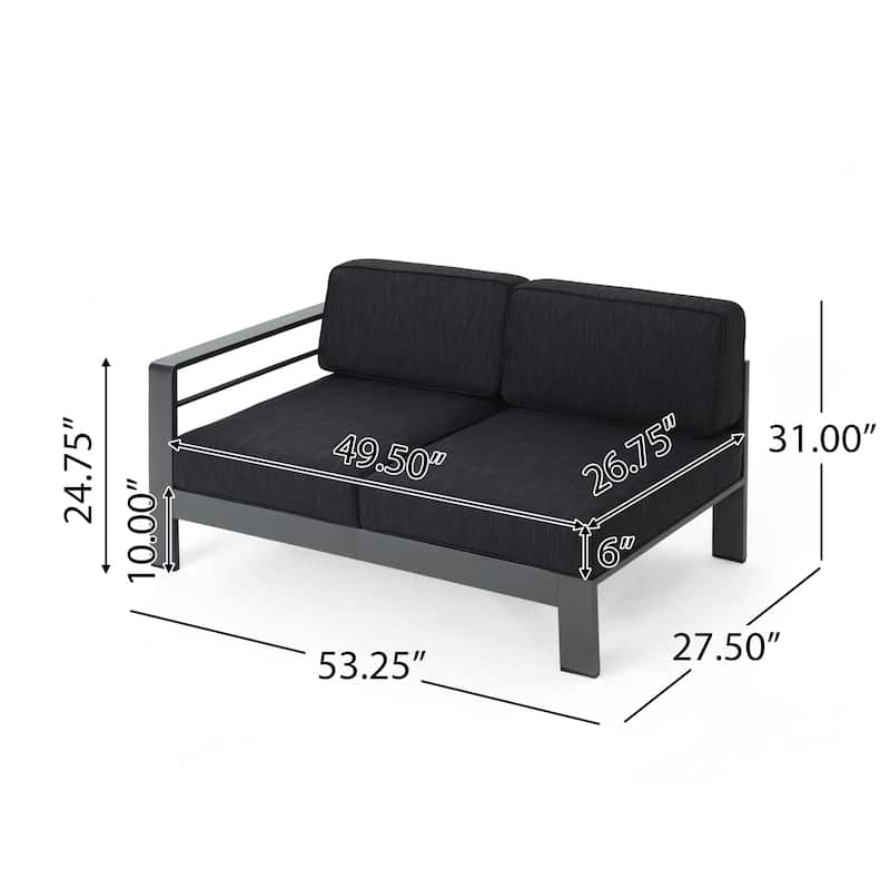 Cape Coral Aluminum Outdoor Sectional Sofa Set with Fire Table by Christopher Knight Home