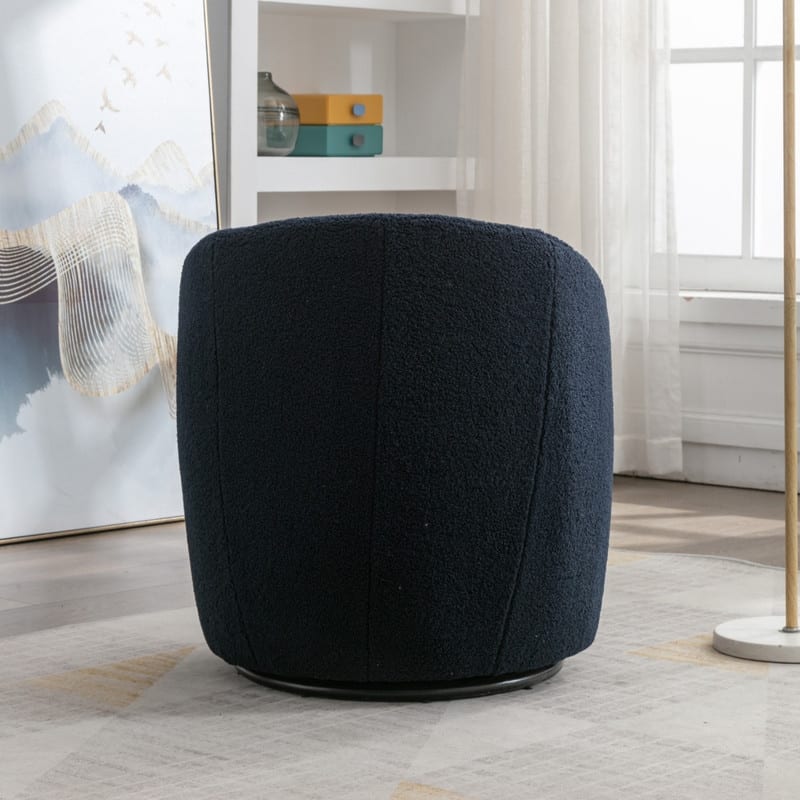 Teddy Fabric Swivel Accent Barrel Chair With Powder Coating Metal Ring