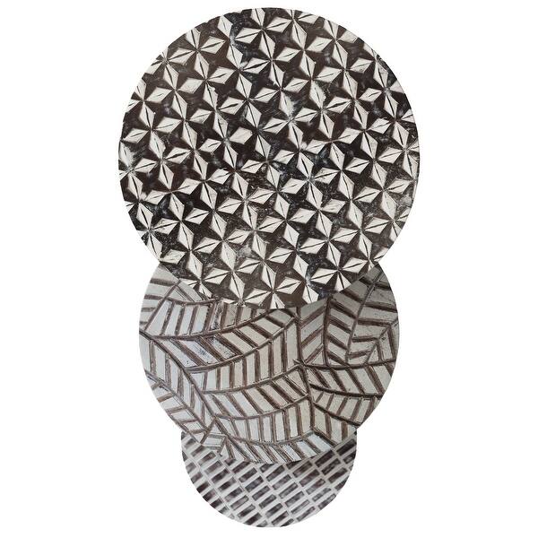 The Curated Nomad Pauletta Round Wood HandCarved Nesting Side Tables