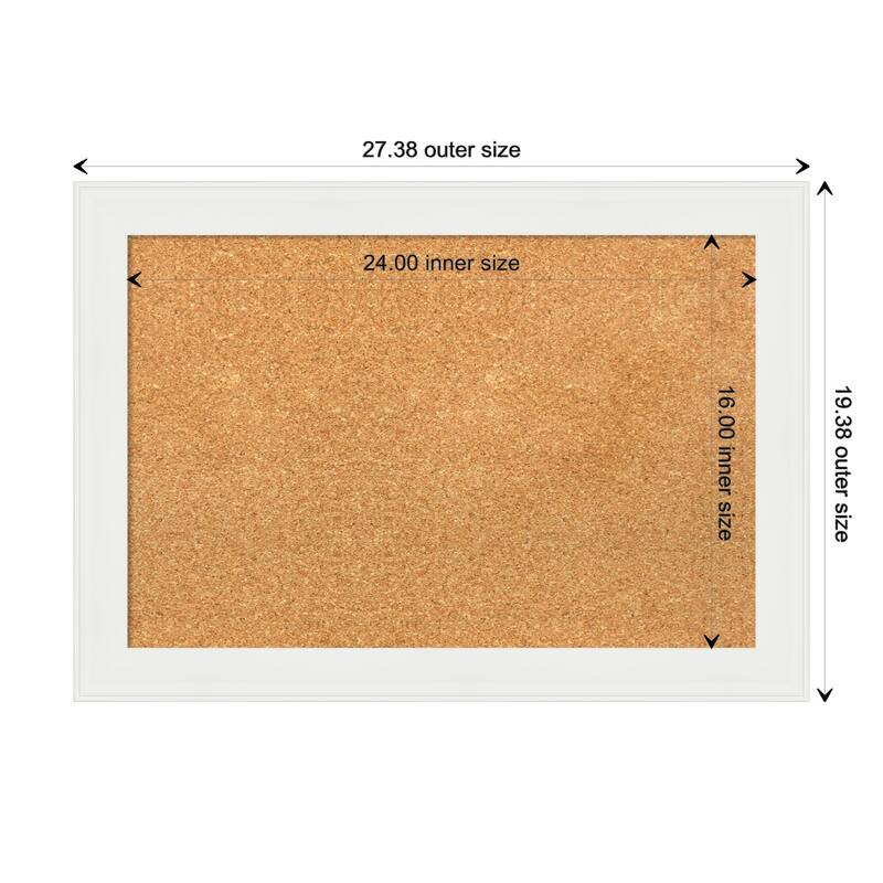 Vanity White Narrow Framed Cork Bulletin Memo Board