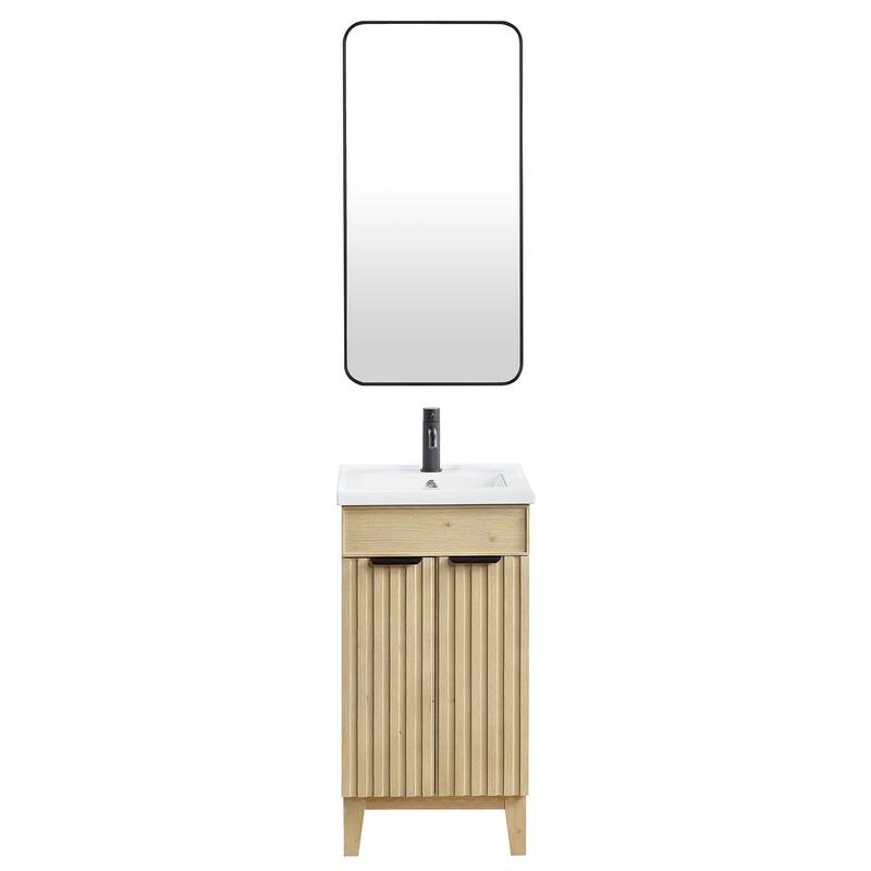Palos Single Bath Vanity with Ceramic Basin Top and Mirror