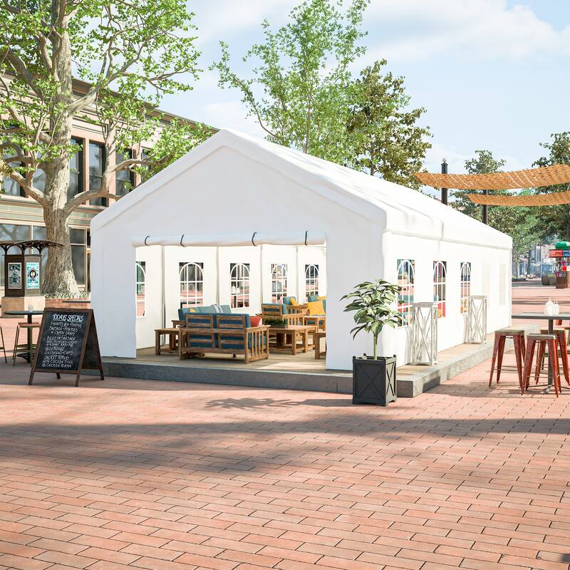 16x32FT Party Tent Heavy Duty, Large Wedding Event Shelters with 3 Storage Bags & Removable Sidewalls - White