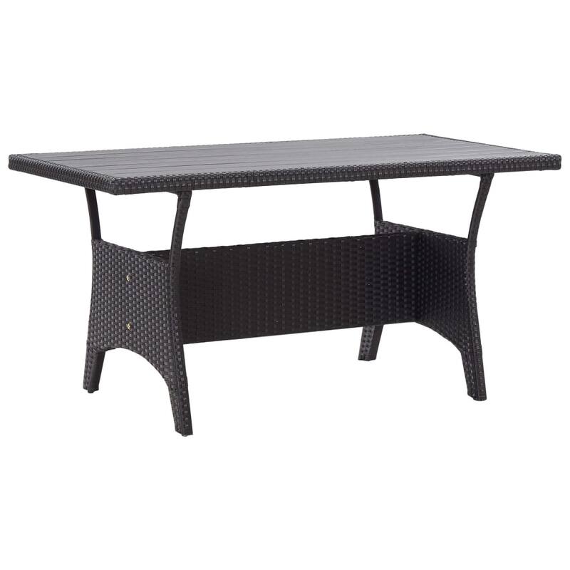 vidaXL Outdoor Dining Table Patio Table Garden Wicker Furniture PE Rattan - 47.2" x 27.6" x 26" - Black