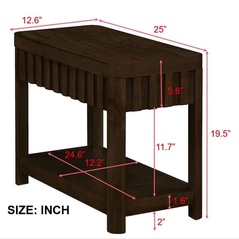 25-inch Farmhouse Side Table with Solid Wood Legs