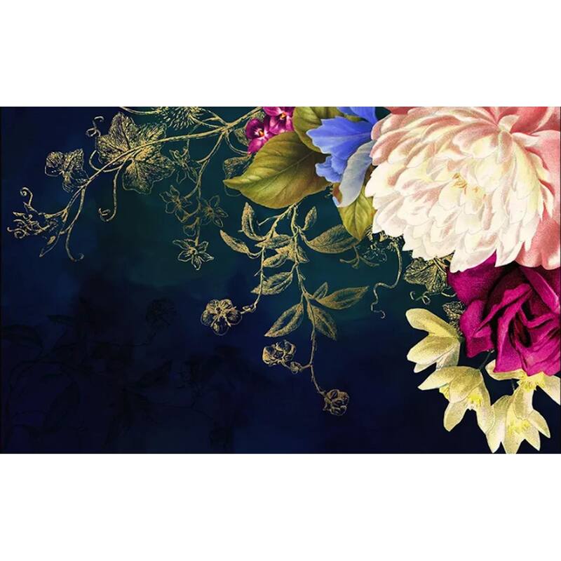 GK Wall Design Bohemian Yellow and Pink Flower Mediterranean Removable Wallpaper