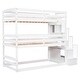preview thumbnail 9 of 13, Twin Triple Bunk Kids Bed with Storage Staircase, Separate Design, Solid Frame,White