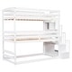 preview thumbnail 5 of 13, Wood Twin Size Bunk Bed with Storage Staircase & Full-Length Guard Rail, Triple Bunk Frame w/Slats Support for Bedroom