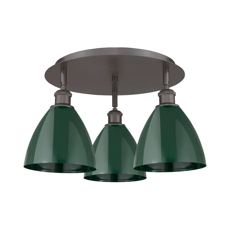 Innovations Lighting Ballston - 3 Light 19" Flush Mount - Green/Oil Rubbed Bronze
