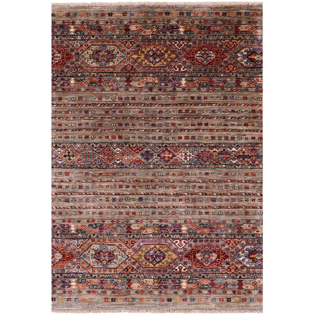 Golden Nile Khorjin Persian Gabbeh Hand Knotted Wool Rug - 3' 5" X 5' 0"