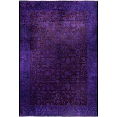Overdyed One-of-a-Kind Hand-Knotted Area Rug - Purple - 12' 0" x 17' 9"