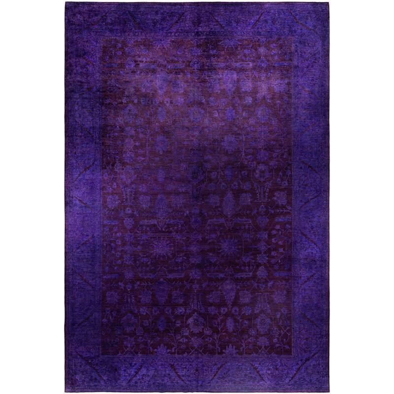 Overdyed One-of-a-Kind Hand-Knotted Area Rug - Purple - 12' 0" x 17' 9"
