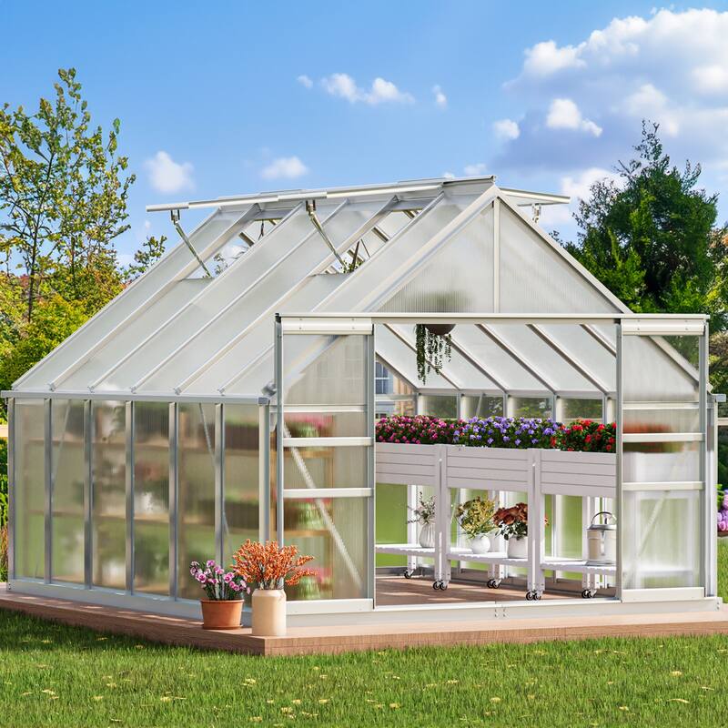 Moasis 10 x 12' Polycarbonate Walk-in Hobby Garden Greenhouse with Aluminum Frame