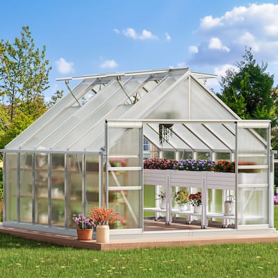 Moasis 10 x 12' Polycarbonate Walk-in Hobby Garden Greenhouse with Aluminum Frame