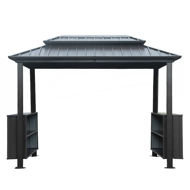 6x10FT Hardtop Grill Gazebo - Grey