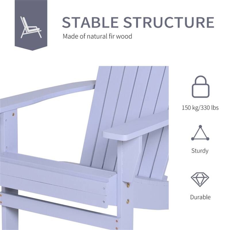 Comfortable Fir Wood Adirondack Chair with Tilt Slatted Back and Wide Armrests and Cup Holder - 28.5" W x 38.2" D x 36.6" H