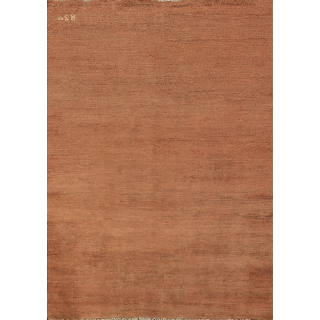 Gabbeh Modern Rug Hand-Knotted Striped Brown Wool Carpet - 3'11" x 5'11"