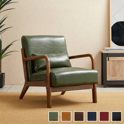 Glitzhome 30.75"H Mid-Century Modern PU Leather Armchair Accent Chair - 25.75"W x 33.75"D x 30.75"H