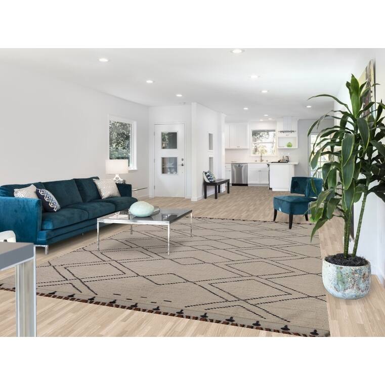 Trellis Moroccan Earth Tone Area Rug Hand-Knotted Wool Carpet - 7'9"x 10'11"