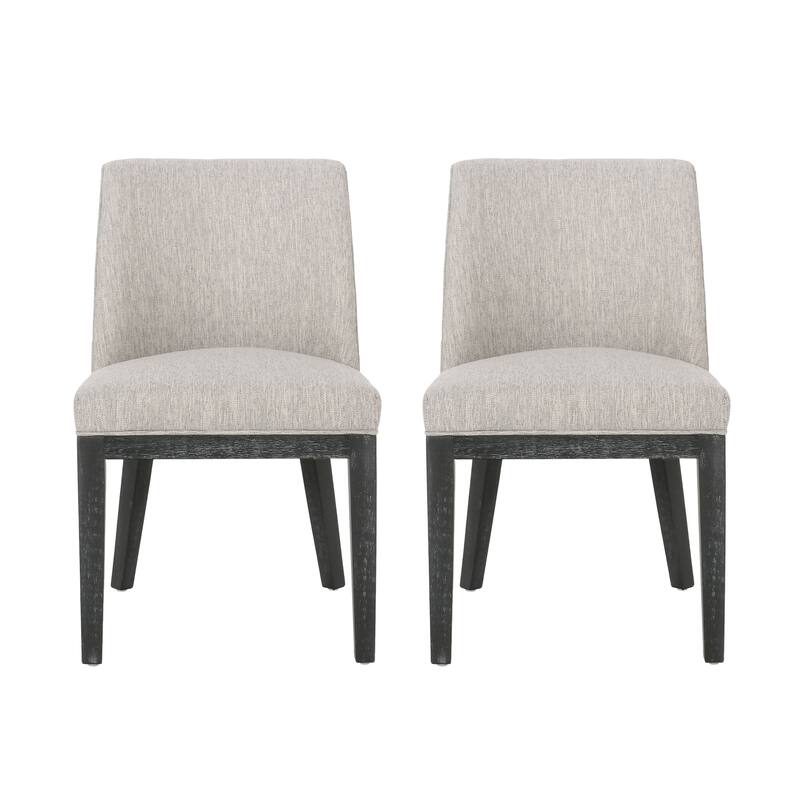 Armless Dining Chairs Set of 2 Modern Curved Back Kitchen Chairs with Wood Legs, Upholstered Dining Room Chairs Reception Chairs