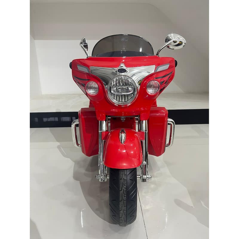 Kids 3-Wheel Motorcycle with Dual Seats, Ride-On Motorcycle Red Electric Motorcycle with LED Headlight