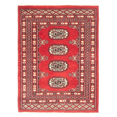 ECARPETGALLERY Hand-knotted Finest Peshawar Bokhara Red Wool Rug - 2'0 x 2'9